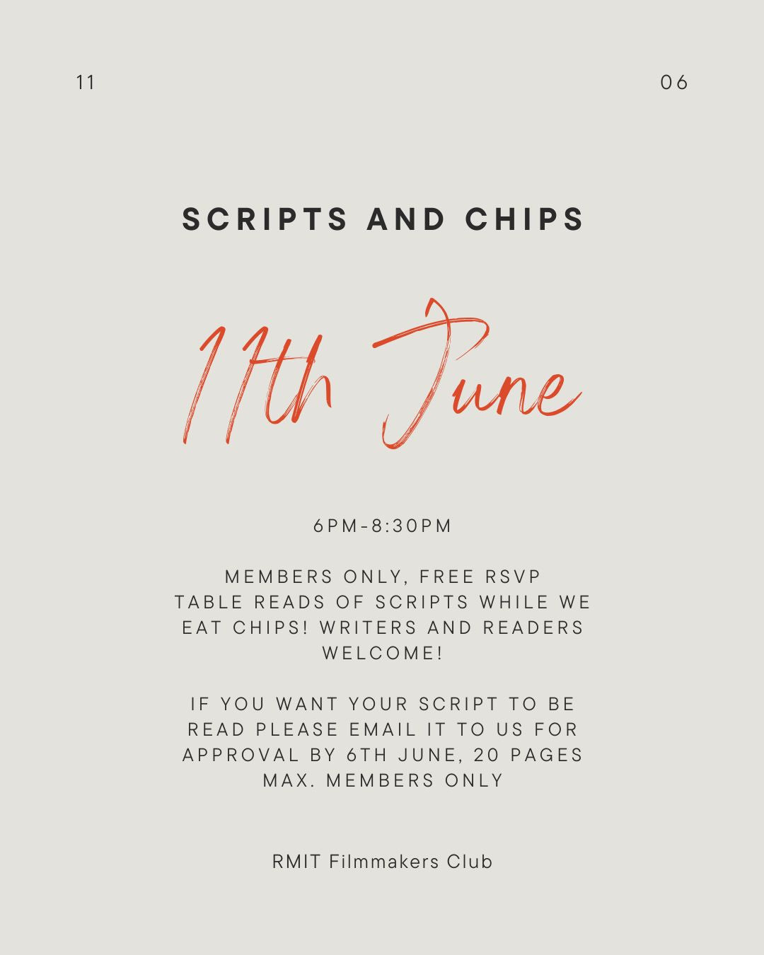 Scripts & Chips: Table Read Night